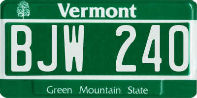 VT license plate BJW240