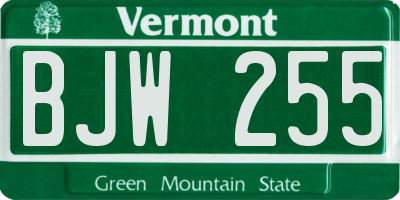 VT license plate BJW255