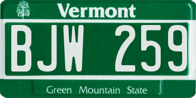 VT license plate BJW259