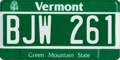 VT license plate BJW261