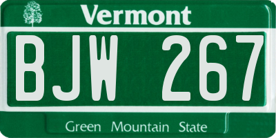 VT license plate BJW267