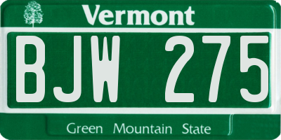 VT license plate BJW275