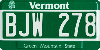 VT license plate BJW278