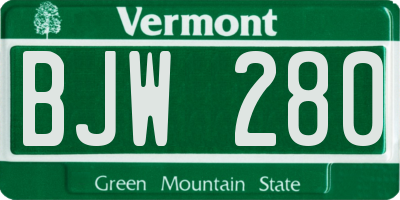 VT license plate BJW280