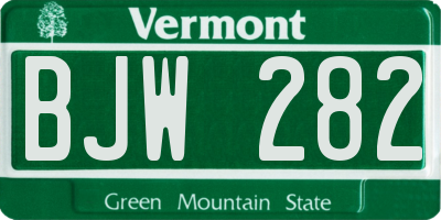 VT license plate BJW282