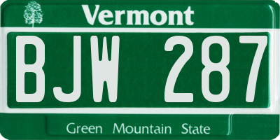 VT license plate BJW287