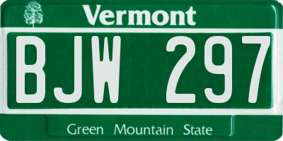 VT license plate BJW297