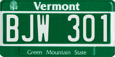 VT license plate BJW301