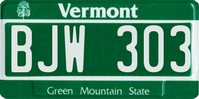 VT license plate BJW303