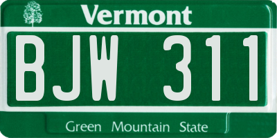 VT license plate BJW311