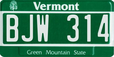 VT license plate BJW314