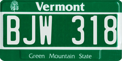 VT license plate BJW318