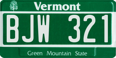 VT license plate BJW321