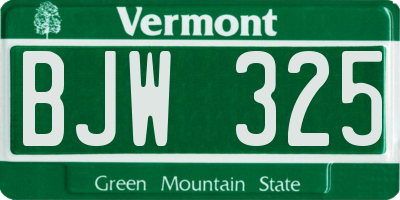 VT license plate BJW325