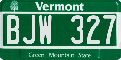 VT license plate BJW327