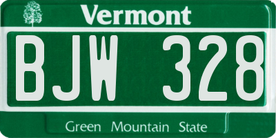 VT license plate BJW328