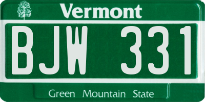 VT license plate BJW331