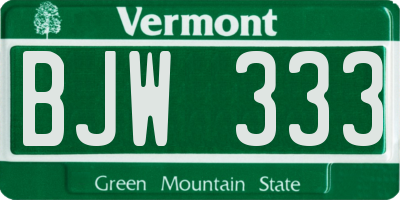VT license plate BJW333