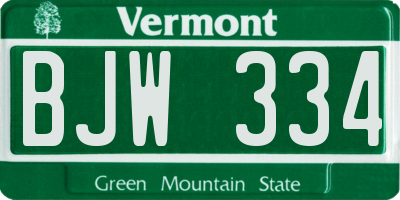 VT license plate BJW334