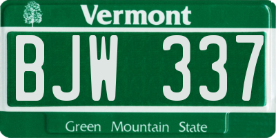 VT license plate BJW337
