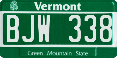 VT license plate BJW338