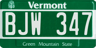 VT license plate BJW347