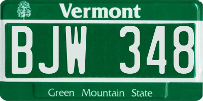 VT license plate BJW348