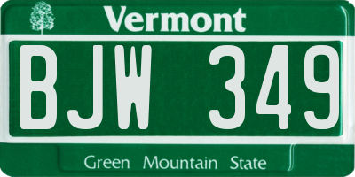 VT license plate BJW349