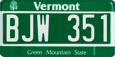 VT license plate BJW351