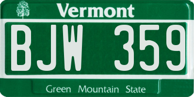 VT license plate BJW359