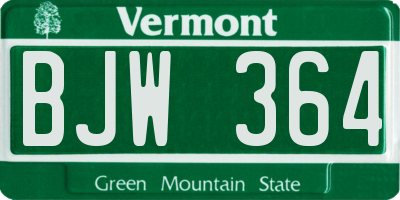 VT license plate BJW364
