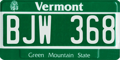 VT license plate BJW368