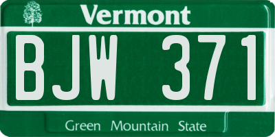 VT license plate BJW371