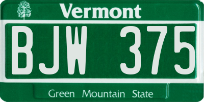 VT license plate BJW375