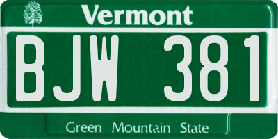 VT license plate BJW381