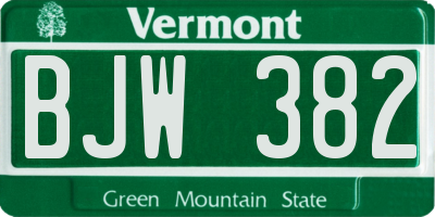 VT license plate BJW382