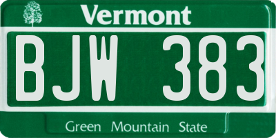 VT license plate BJW383