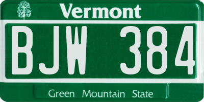 VT license plate BJW384