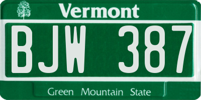 VT license plate BJW387