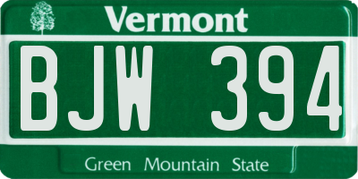 VT license plate BJW394
