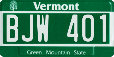 VT license plate BJW401
