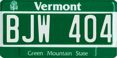 VT license plate BJW404