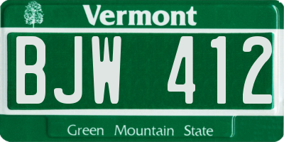VT license plate BJW412