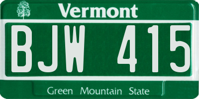 VT license plate BJW415