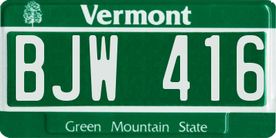 VT license plate BJW416