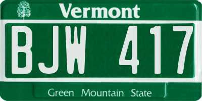 VT license plate BJW417