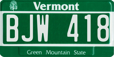 VT license plate BJW418
