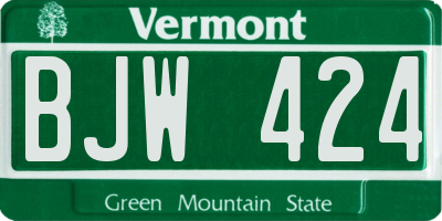 VT license plate BJW424
