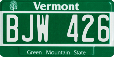 VT license plate BJW426