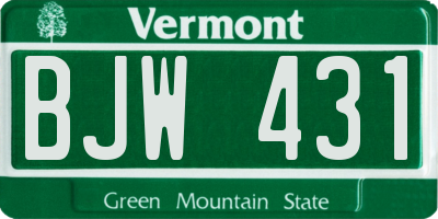 VT license plate BJW431
